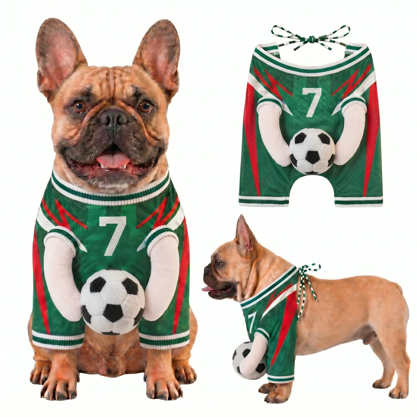 Pet Clothes, Dog Clothes, Cute Photo-Ready Breathable Summer Outfit for Small/Medium Pets. Fun Dog Costume with Stuffed Ball and Faux Hands.
