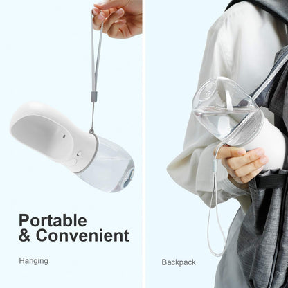 Portable Leak-Proof Dog Water Bottle with Drinking Feeder for Travel - 12oz Milk White
