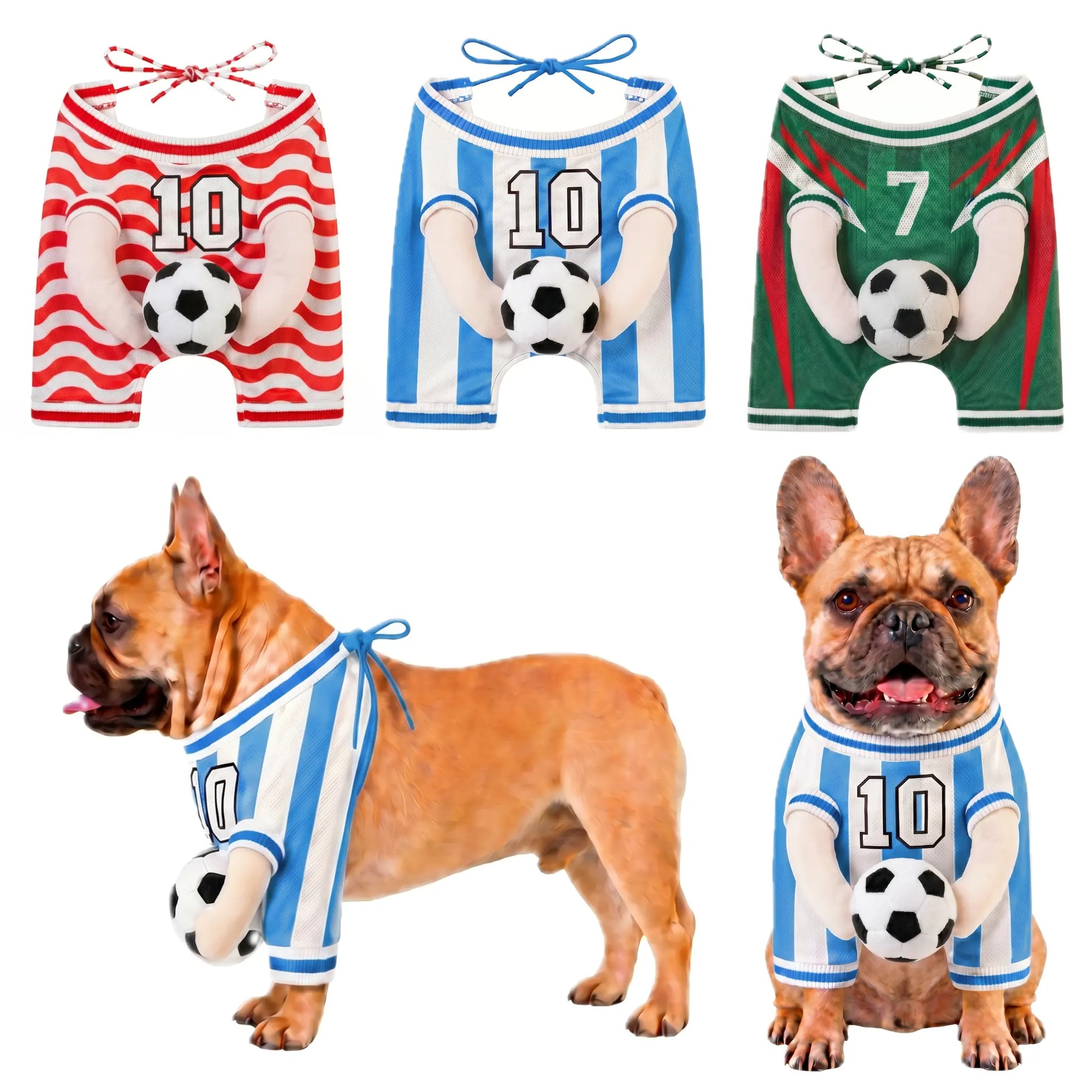 Pet Clothes, Dog Clothes, Cute Photo-Ready Breathable Summer Outfit for Small/Medium Pets. Fun Dog Costume with Stuffed Ball and Faux Hands.