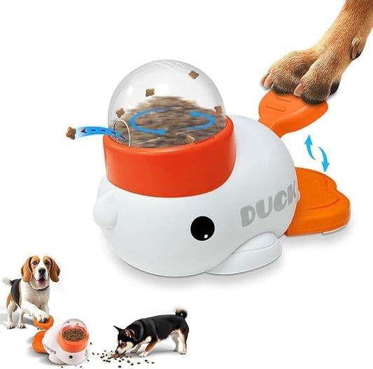 Duck puzzle toy slow feeder treat dispenser for small to medium dogs and cats