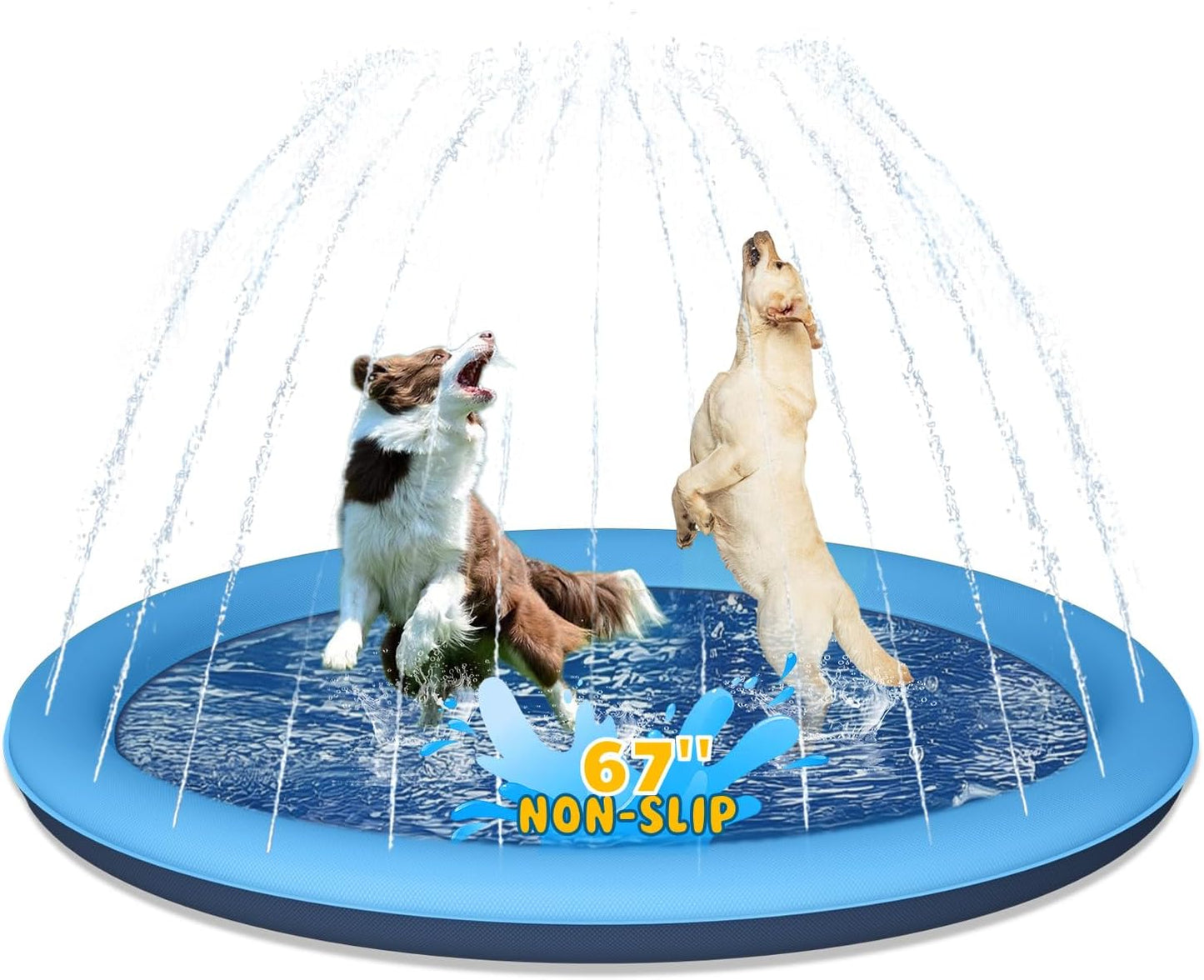 67" Thickened Non-Slip Dog Splash Pad, Summer Outdoor Sprinkler Pool Water Play Mat for Pets and Children