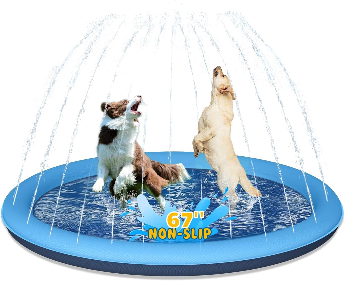 67" Thickened Non-Slip Dog Splash Pad, Summer Outdoor Sprinkler Pool Water Play Mat for Pets and Children