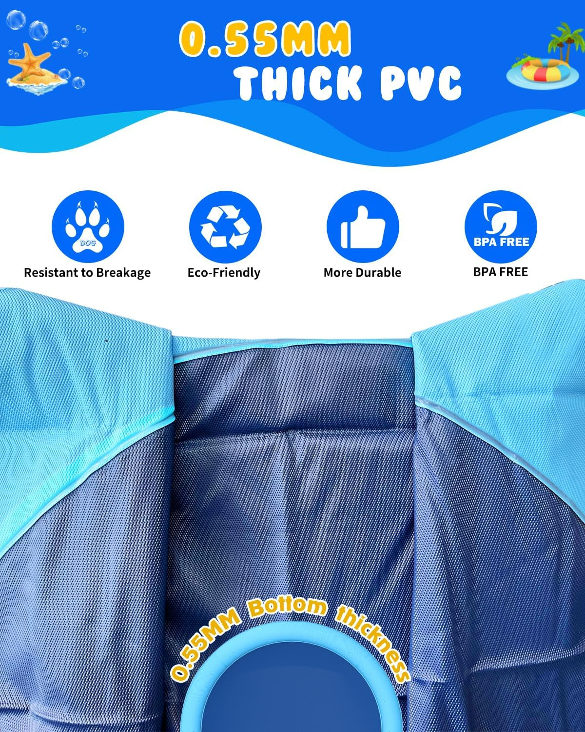 67" Thickened Non-Slip Dog Splash Pad, Summer Outdoor Sprinkler Pool Water Play Mat for Pets and Children