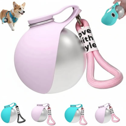2-In-1 Portable Dog Water Bottle with Foldable Silicone Bowl, Bpa-Free Stainless Steel Pet Tumbler, Leak-Proof Travel Water Dispenser for Walking, Hiking & Road Trips(10Oz, Pink & Blue)