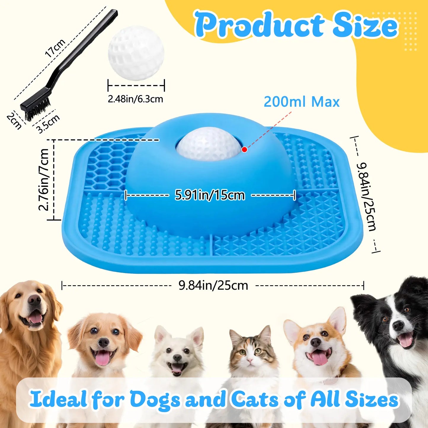 Slow Feeder Dog Bowl, Silicone Pet Feeder Bowl & Dog Bowl Platter, Non-Slip Lick Mat for Dogs, Puppies and Cats, Interactive Anti-Gulp Feeding Bowl for Wet Food, Treats, Yogurt and Peanut Butter