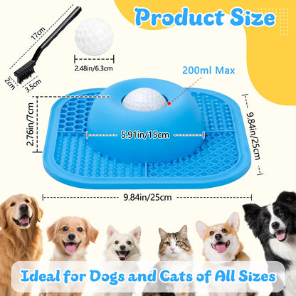 Slow Feeder Dog Bowl, Silicone Pet Feeder Bowl & Dog Bowl Platter, Non-Slip Lick Mat for Dogs, Puppies and Cats, Interactive Anti-Gulp Feeding Bowl for Wet Food, Treats, Yogurt and Peanut Butter