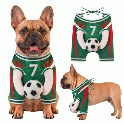 Pet Clothes, Dog Clothes, Cute Photo-Ready Breathable Summer Outfit for Small/Medium Pets. Fun Dog Costume with Stuffed Ball and Faux Hands.