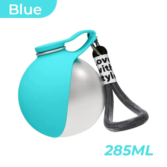 2-In-1 Portable Dog Water Bottle with Foldable Silicone Bowl, Bpa-Free Stainless Steel Pet Tumbler, Leak-Proof Travel Water Dispenser for Walking, Hiking & Road Trips(10Oz, Pink & Blue)