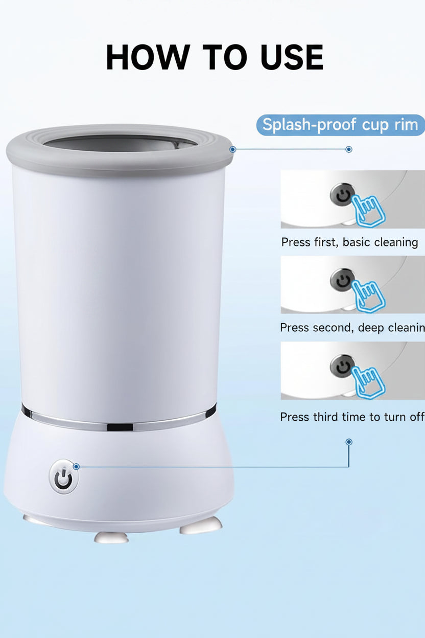 Automatic Dog Paw Cleaner Cup, Electric 2-Speed Foot Washer & Massager, USB Rechargeable Portable Pet Cleaning Tool for Small Medium Dogs & Cats, White