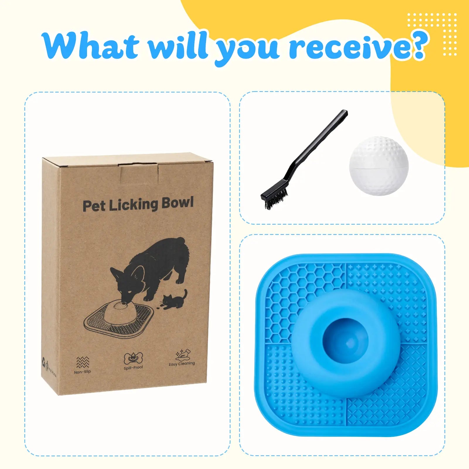 Slow Feeder Dog Bowl, Silicone Pet Feeder Bowl & Dog Bowl Platter, Non-Slip Lick Mat for Dogs, Puppies and Cats, Interactive Anti-Gulp Feeding Bowl for Wet Food, Treats, Yogurt and Peanut Butter
