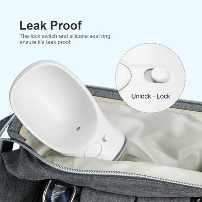 Portable Leak-Proof Dog Water Bottle with Drinking Feeder for Travel - 12oz Milk White